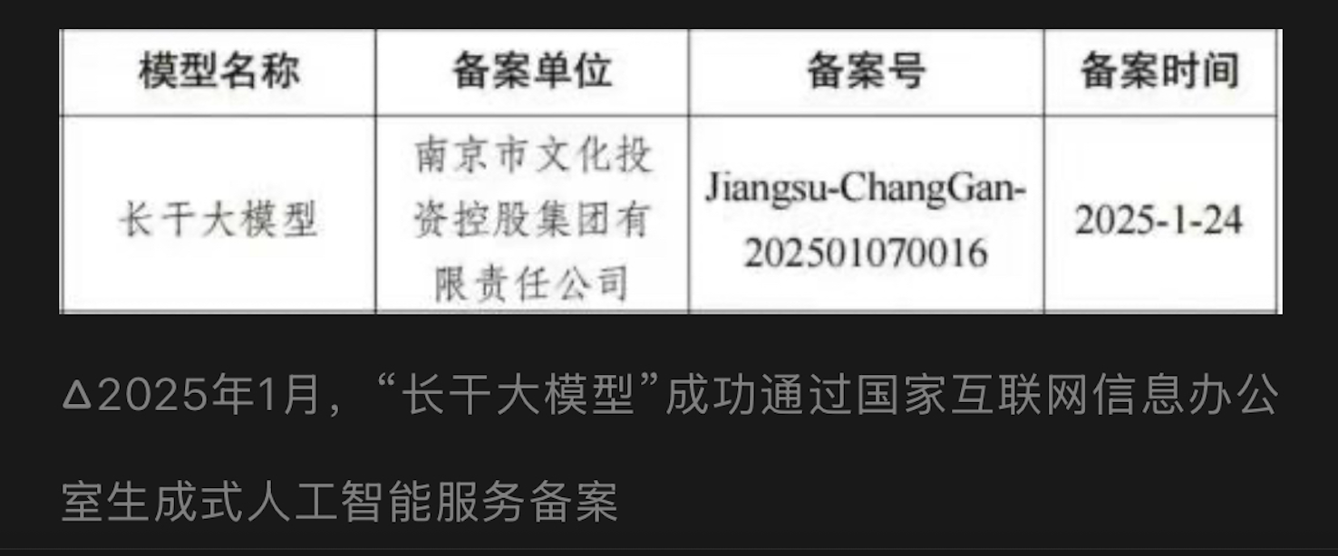 长干大模型算法备案